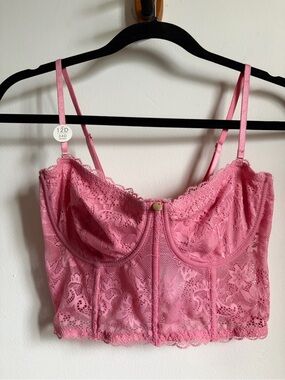 Cotton On Body Pink Lace Longline Unlined Underwire Bra 34D